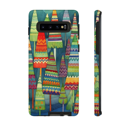 Knitted Christmas Trees - Impact Resistant Phone Case Samsung Galaxy S10 Glossy